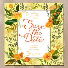 These flower wedding invitation cards are available in various sizes, ranging from small ones that can be kept in one's pockets to large ones for particularly special occasions where a grand gesture is ideal. Wedding Invitation Card With Floral Border Frame Orange Yellow Royalty Free Cliparts Vectors And Stock Illustration Image 54724181