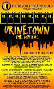 The musical is a satirical comedy musical that premiered in 2001, with music by mark hollmann, lyrics by hollmann and greg kotis, and book by kotis. Oct 13 Urinetown The Musical Beverly Il Patch