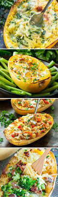 7 Ways To Stuff A Spaghetti Squash With Vegan Vegetarian And T Rex Options Available There S Something For Everyone Vegetable Recipes Food Squash Recipes