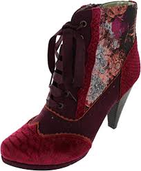 Womens Ruby Shoo Peri Bordeaux Lace Up Heeled Ankle Boots Uk