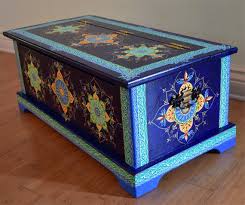 Hand Painted Solid Wood Trunk Chest Size 32 X 15 5 X 13 Painted Furniture Boho Furniture Funky Painted Furniture