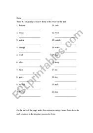 singular possessive nouns esl worksheet by mmueth