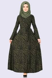 Modaselvim Elbise Volan Kol Desenli Elbise Tkm2567 2 Desen 4 Haki Dresses High Neck Dress Fashion