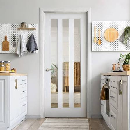 Liberty Doors White Internal Primed Ashton 3 Light Clear Glass Door