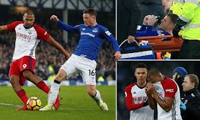 James McCarthy breaks leg after Salomon Rondon tackle | Daily Mail ...