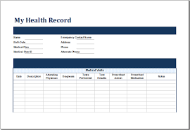 Ms Excel Personal Medical Health Record Template Excel Templates Medical History Medical Records Medical