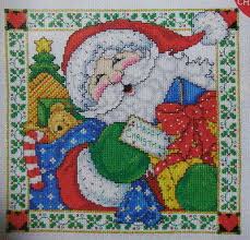 jolly santa with presents cross stitch chart