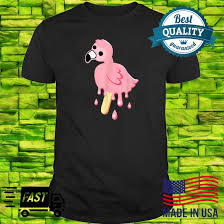 Flamingo lights design printed on a black, men's tee. Flamingo Merch Mrflimflam Bird Popsicle Shirt