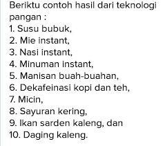 Sebutkan Jenis Produksi Hasil Olahan Teknologi Pangan Brainly Co Id