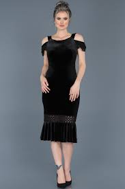 Siyah Midi Boy Kadife Elbise Abk243 Elbise Modelleri Elbise The Dress