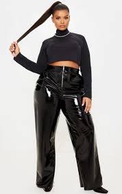 Plus Black Vinyl Wide Leg Trouser Wide Leg Trousers Wide Leg Pants Black Vinyl