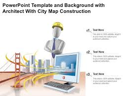City powerpoint template is a free ppt template with a skyscraper city picture in the background and you can download this free city ppt template for presentations on city or business presentations. Powerpoint Template And Background With Architect With City Map Construction Presentation Graphics Presentation Powerpoint Example Slide Templates