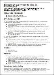 Ejemplo Cv Supervisor De Obra De Construccion Micvideal Modelos De Curriculum Vitae Curriculum Vitae Ejemplos De Curriculum Vitae