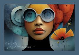 Protecting her eyes from the bright sun she love wearing her glasses