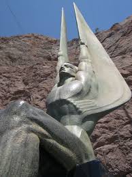 Another View Of The Hoover Dam Art Deco Guardian Angels Art Deco Buildings Art Deco Sculpture Deco Statue