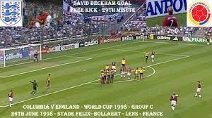 With tony adams, darren anderton, david beckham, jorge bermúdez. Colombia V England World Cup 1998 David Beckham Goal Group G 26th June 1998 France Youtube