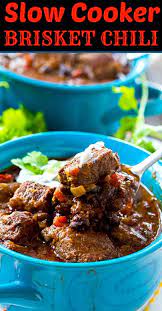 Slow Cooker Brisket Chili Spicy Southern Kitchen Recipe In 2020 Slow Cooker Brisket Brisket Chili Pumpkin Chili Recipe