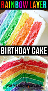 Rainbow Layer Birthday Cake In 2020 Rainbow Cake Recipe Rainbow Layer Cakes Homemade Birthday Cakes