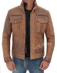 Moffit Distressed Light Brown Motorcycle Leather Jacket
