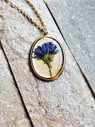 Pressed Flower Necklace Real Aster Flower Necklace Botanical Etsy Pressed Flower Necklace Necklace Flower Necklace