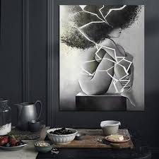 Signwin framed canvas wall art leaves detail abstract line brushstroke illustrations modern minimalist black and white art for living room. Ponder A Problem Black White Abstract Woman Print Poster Wall Art Canvas Paintings Picture For Bedroom Room Modrem Home Decor Nordic Wall Decor
