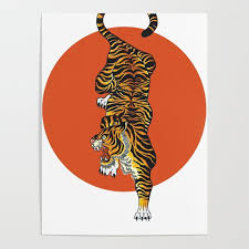 The Traditional Tiger Poster By Chinhairdesigns Poster Drawing Digital Illustration Vector Animals Affiliate Tiger Art Mini Art Tiger Poster