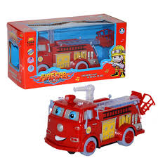 The most common toy car fire engine material is cotton. Bump Go Rescue Firetruck Toy With Light Free Battery Fire Truck Toys Car For Kids Lori Bomba