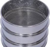 3 tamices de laboratorio, tamiz de prueba de 6 pulgadas de diámetro, 10  malla (0.086 in), 80 malla (0.009 in) y 200 malla (0.003 in)