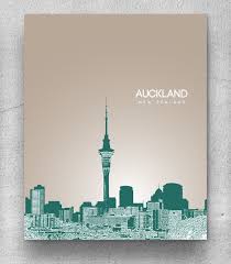 Auckland New Zealand City Skyline Art Travel City Wall Art Poster Any City Or Landmark 20 00 Via Etsy City Skyline Art City Wall Art Skyline Art