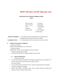Buku siswa kelas vii kurikulum 2013 edisi revisi tahun 2016 download. Rpp Spldv Ktsp Kelas Viii