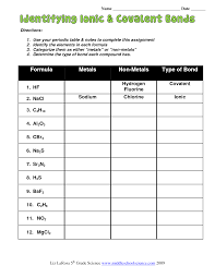 Ionic bonds and covalent bonds quiz questions and answers pdf: Igcse Identifying Ionic Covalent Bonds Ionic And Covalent Bonds Chemistry Worksheets Covalent Bonding