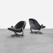 Lot 454 Paul Tuttle Anaconda Lounge Chairs Pair 1971 Chrome Plated Steel Leather Lacquered Fiberglass 33 W X 29 D X 2 Lounge Chair Chair Chrome Plating
