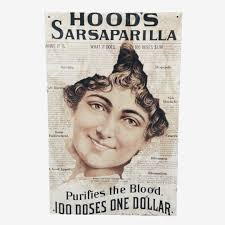Vtg 1993 Ad Sign HOOD'S SARSAPARILLA 10.25 x 16 Aluminum N.Y. Historic  Society