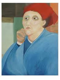 Antique Signed Martha Walter "twins In Blue" Oil On Canvasboard