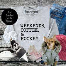 DeafinitelyDeeSigns Weekends Coffee and Hockey Sweatshirt, Hockey Lover Gift, Hockey, Hockey Mom Sweater, Cozy Weekend Outfit, Cozy Weekend Sweater