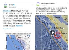 Hasil analisis bmkg menunjukkan bahwa gempabumi ini memiliki parameter dengan magnitudo 3,4. Padang Diguncang Gempa M 4 9 Dini Hari Tadi