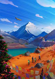 Exodus Travels Brochure Covers On Behance Landscape Illustration Colorful Landscape Brochure Cover