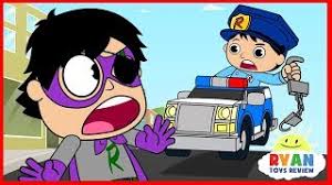 Combo panda ryan's world cartoon characters. Ryan Police Officer Helps Find All The Toys Cartoon Animation For Children Youtube