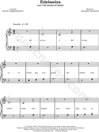 This is the free edelweiss sheet music first page. Edelweiss From The Sound Of Music Sheet Music Easy Piano In C Major Download Print Sku Mn0105820