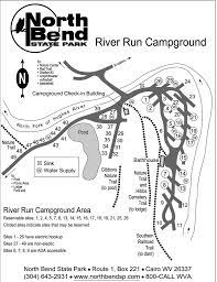 The river run campground is located near the north bend rail trail, nature center, swimming pool and large playground area. North Bend State Park Maplets