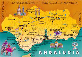 Physical map of spain showing major cities, terrain, national parks, rivers, and surrounding countries with international borders and outline maps. Andulusian Spain 0988 Spain Andalusia The Map Of Andalusia Andalucia Spain Costa Del Sol Spain Andalusia