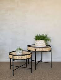 Lizzie Set Of Two Rattan Iron Side Tables Side Table Decor Side Table Stylish Side Table