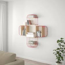 Svenshult Wall Shelf With Storage Brown Red White Stained Oak Effect 16 1 8x7 7 8 Ikea In 2020 Wall Shelves Ikea Wall Shelves Shelves