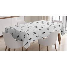 Occult Decor Tablecloth Minimalist Anatolian Tribal Hieroglyph Ancient Mythologic Alphabet Artprint Rectangular Minimalist Decor Table Cloth East Urban Home