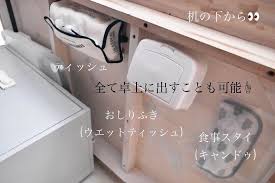 100均 実用的に隠す ダイニングテーブル下にティッシュ ウェットティッシュをスタンバイ 収納 アイデア ダイニングテーブル 収納 カラーボックス 収納 ニトリ