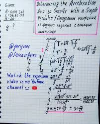 Determining The Acceleration Due To Gravity With A Simple Pendulum Illustration By Physics Teacher Yuri Kovaleno Physics Notes Learn Physics Math Formulas