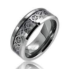 Bling Jewelry Celtic Dragon Comfort Fit Black Inlay Tungsten Mens Wedding Ring Jewelry Amazon Mens Wedding Rings Tungsten Gothic Wedding Rings Rings For Men