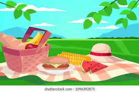 Picnic cartoons illustrations & vectors. Vector Summer Picnic Illustration Cartoon Style Stock Vector Royalty Free 1096392875