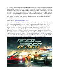 Pdf Finally We Release New Nfs No Limits Hack Spending Real Money On These Game Resources Is A Foolish Decision But With Need For Speed No Limits Hack You Wi