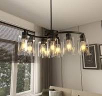 LOVMOR 9-Light Black Modern Chandeliers Adjustable Height ...